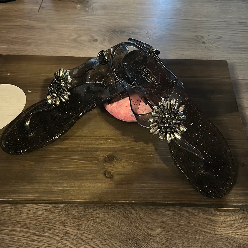 Coach Black Sandals with Decorative Detail